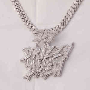 Personalizado de alta calidad Drizz Drew Iced Out Moissanite diamante colgante collar elegante Hip Hop joyería para fiestas bodas regalos - Product Image 1