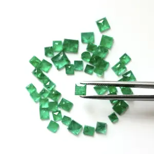 혼합 모양 천연 잠비아 에메랄드 보석 보석 만들기 녹색 느슨한 보석 에메랄드 돌 타원형 모양