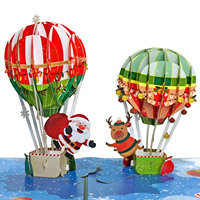 Tarjeta de Felicitación Navideña 3D con Modelo Pop-up de Santa Claus y Reno para Navidad