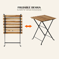 Ensemble de table et chaises pliantes en bois d'acacia moderne 3 pièces pour intérieur/extérieur, cuisine, salle de bain, chambre, parc, salon