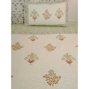 Selene Handcrafted Modern Cotton Bedcover Floral Embroidered Quilted Starlit Haven Design <b>Twin</b> Size for Bedrooms for Home Hotels - Product Image 5