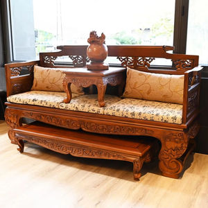 Zen Inspired Sustainable Solid Teak <b>Wood</b> Luohan Sofa Set Arhat Bed Chinese Classical Design 16-Piece Living Room Indonesian - Product Image 1