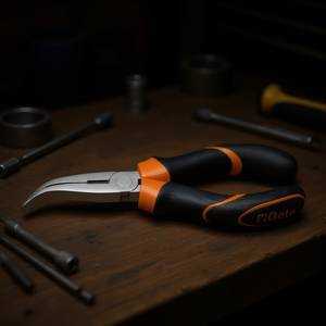 Pince à bec plat très longue, coudée et moletée, avec poignées bimatières - Product Image 3