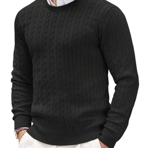 <b>Men's</b> Crew-neck <b>Cable</b> <b>Knit</b> Cardigan <b>Sweaters</b> Unisex Relax Fit Breathable Long Sleeve Casual Ribbed <b>Sweater</b> - Product Image 6