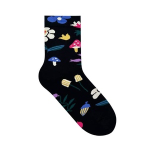 Custom Jacquard <b>Mushroom</b> Plant Patterns Crew <b>Socks</b> Breathable Cotton Men <b>Sock</b> for Men Women Retro Style Vietnam Factory - Product Image 5