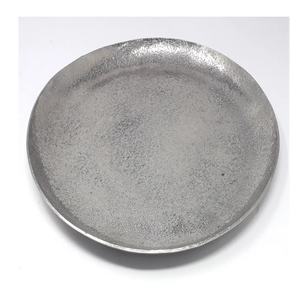 Bandeja DE SERVICIO DE ALUMINIO La bandeja de servicio redonda de metal más popular Diseño de flor martillada con bandeja de aluminio con asa - Product Image 2