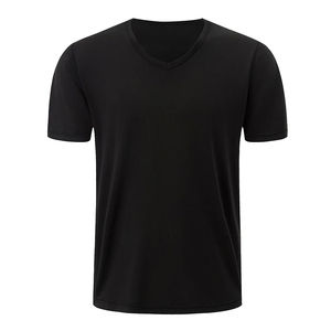 Camiseta de Manga Corta con Cuello en V para Hombre, Color Sólido, para las Cuatro Estaciones, Deportiva, Cómoda, Talla Grande, Informal, Juvenil - Product Image 4