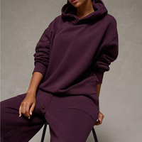 Ensemble survêtement décontracté personnalisé à jambes larges, deux pièces, pull-over, streetwear, survêtement pour femmes, couleur unie, manches longues, sweat-shirts amples et luxueux