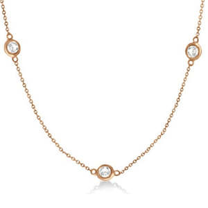 Collier serti de trois pierres en or rose 14 carats, 1,00 carat - Product Image 2