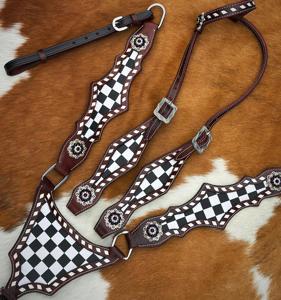 Adjustable Riding Tack Set Durable Nylon Horse Headstall with Breastplate and Reins for Training Trail Western Bridle - Product Image 6