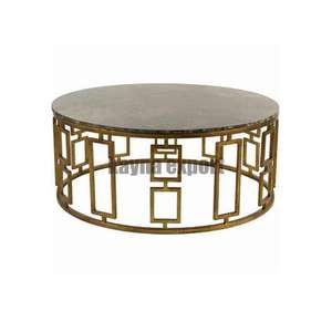 Creative <b>Gold</b> Finished <b>Glass</b> Top <b>Coffee</b> <b>And</b> Nesting <b>Table</b> For Living Room Modern Home <b>And</b> Restaurant <b>Coffee</b> <b>Table</b> Metal Frame - Product Image 2