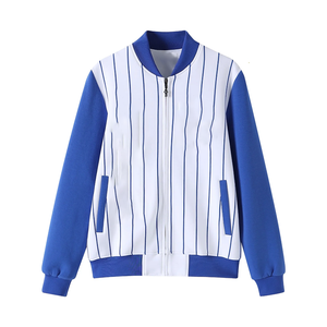 Chaqueta Bomber Azul y Blanca ZPB, Venta al por Mayor OEM, Ropa Urbana de Fraternidad Griega, Impermeable, Reversible, de Seda/Algodón, con Frente Acanalado - Product Image 3