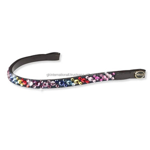 Top Quality Leather Horse Bling Crystal Decorative Brow <b>Band</b> Leather Horse Brow <b>Band</b> Crystals Rhinestones <b>Snap</b> for Closure Loops - Product Image 3