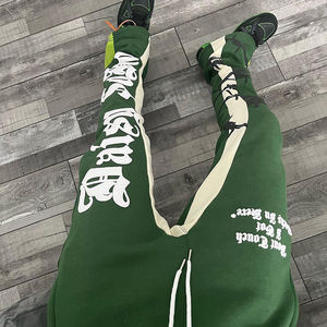 Wholesale Custom High Quality Men's Sweatpants Casual Flared Jogger <b>Track</b> Pants Elastic Waistband Patchwork Stacked Flare Design - Product Image 3