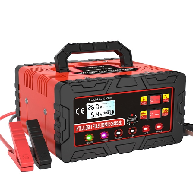 Upgraded 12V/24V Intelligent Pulse Repair Battery Charger | Automatic Voltage Recognition Power Supply for All Vehicle Models