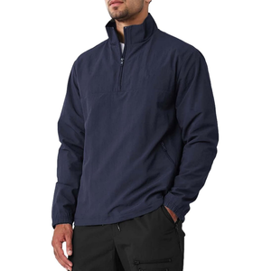 Chaqueta de chándal personalizada de cuello alto en blanco rojo para hombre, cremallera completa, ajuste Regular, ligera, a prueba de viento, microfibra, poliéster, ropa de gimnasio - Product Image 5