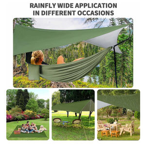 Portatile doppio amaca 3 colori carico 660lbs con pioggia mosca e insetto rete pieghevole in tessuto & Nylon per campeggio all'aperto - Product Image 6