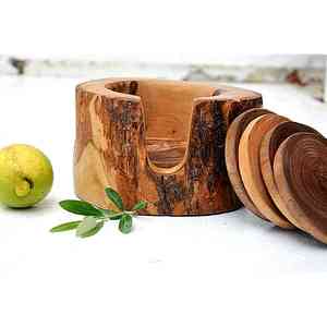 Handmade Wood <b>Coaster</b> Holder Set Custom Shape Walnut Mango Manufacturer Exporter From India - Product Image 6