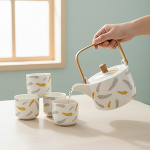 3460255Set-0.6 Premium Ceramic Teapot Heat Retention Design 600Ml <b>For</b> <b>Tea</b> Restaurants & Cafes - Product Image 6