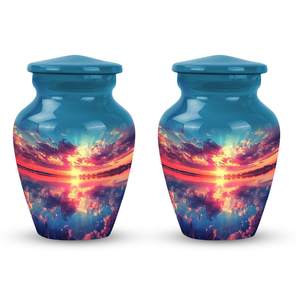 Puesta de sol sobre urnas de agua para cenizas humanas Metal para cenizas adultos personalizado para cenizas de mamá urnas funerarias urna conmemorativa - Product Image 3