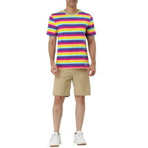 Camiseta de Hombre de Alta Calidad, Multicolor, con Rayas Horizontales, Corte Ajustado, Cuello Redondo, Manga Regular, Hecha de Algodón, para Primavera, para Hombre y Mujer - Product Image 4