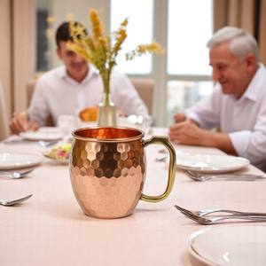 Tazas de cobre ecológicas de calidad al por mayor, tazas martilladas de mula de Moscú de Metal puro, diseño de taza para beber a la venta - Product Image 2