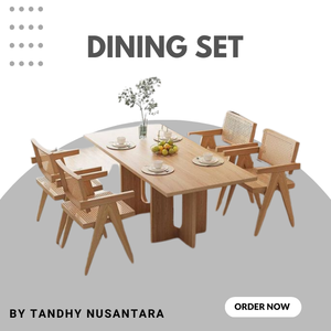 Simple Luxury Style Teak Wood Dining Set With 4 <b>Chairs</b> Dining <b>Table</b> Set Customable Design High Quality From Indonesia - Product Image 5