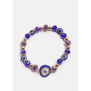 Braccialetto A3shop con Occhio Turco Bohémien Scuro, Alla Moda in Acciaio Inox con Ametista, Diamante, Quarzo e Perla, Stile Religioso Islamico - Product Image 5