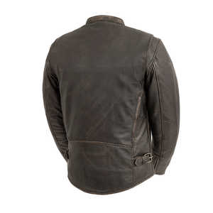Chaqueta Bomber de Cuero para Hombre, Estilo Casual, Sólida, Otoñal, con Cierre, Lavada y Recubierta - Product Image 4