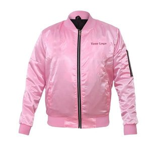 2025 surdimensionné hommes Satin Bomber veste col montant avant Logo vente en ligne Polyester Satin veste d'hiver - Product Image 1