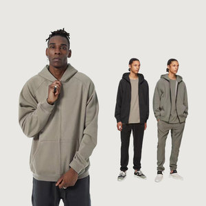 Sweat à capuche zippé unisexe en molleton uni brodé 3D personnalisé, 100 % coton, design de créateur, 400 g/m², fermeture éclair, streetwear épais, coupe oversize pour homme - Product Image 1