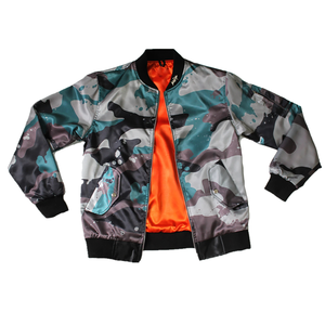 Veste bomber unisexe décontractée à coupe ajustée avec design patchwork sur le devant, doublure en molleton de soie/coton, coupe-vent - Product Image 5
