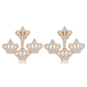 แจ็คเก็ตหูหินเพทายสีขาวดีไซน์มงกุฎต่างหูผู้หญิงต่างหูแฮนด์เมดแบบเรขาคณิตของตุรกีเครื่องประดับเงินสเตอร์ลิง925 - Product Image 4