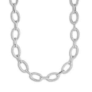 Cadena Cubana Moderna para Hombre de Alta Calidad en Oro Blanco con Diamantes Redondos Cultivados en Laboratorio, Collares de Cadena Fina - Product Image 1