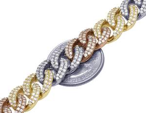 8.00TCW Bracelet Diamant Moissanite Coupe Ronde Pour Homme, Bracelet Hip Hop, Bracelet Chaîne Cubaine Pour Fête - Product Image 5