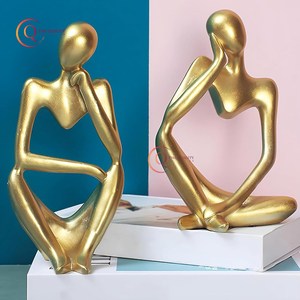 ประติมากรรมขัดเงาทันสมัยรูปปั้นอลูมิเนียมหล่อสีทองอุปกรณ์ตกแต่งโต๊ะ - Product Image 4