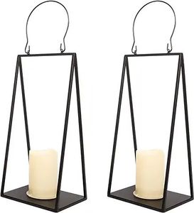 Portavelas decorativo de metal alto de hierro con asa para facilitar el transporte y la colocación, ideal para un ambiente cálido y acogedor - Product Image 3