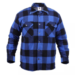 Chemises en flanelle unisexes en coton à carreaux doublées pour l'hiver Chemises habillées lourdes à carreaux en polyester boutonnées à la mode pour garçons - Product Image 3