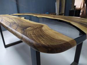 Table de salon moderne de luxe artisanale en résine RE020040, plateau en époxy aux tons chauds, plateau de table rectangulaire imperméable pour bureau - Product Image 3