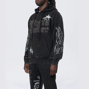 Sudadera con Capucha Extra Grande, 100% Algodón, con Cierre, Bordada con Pedrería, Ecológica, Estilo Urbano, para Otoño e Invierno, con Logotipo Brillante - Product Image 3