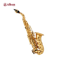 SP3043G General Grade Curved Body Yellow Brass Professional BB Tone Soprano Saxophone with Premium case