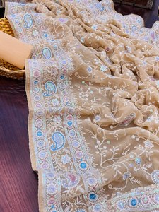 Designer de haute qualité Georgette Saree avec Heavy Fox Sequence Work Style indien Wedding Party Wear Heavy Blouse - Product Image 5