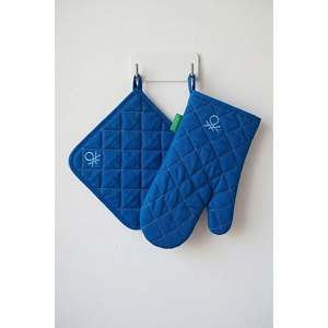 Be-28455-Bl Ensemble de cuisine 100% coton bleu uni 17*30 cm-20*20 cm (gants et protège-plat) - BLEU - Product Image 1