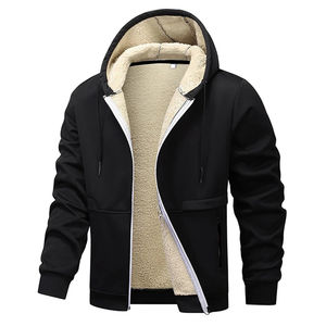 Sweat-shirts d'hiver pour hommes personnalisés, nouveau style, 100% coton, avec fourrure d'agneau mignonne, sweat-shirt à capuche avec fermeture éclair, logo personnalisé imprimé - Product Image 3