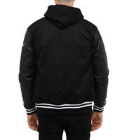 Veste universitaire d'hiver pour homme de haute qualité avec col montant, corps en laine, manches en cuir brodées, style baseball personnalisé