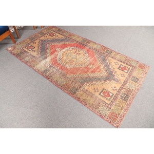 Alfombra Vintage de 3.8x7.1 pies, Alfombra Turca Geométrica Roja - Product Image 2