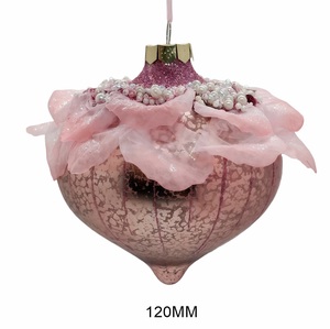 Adornos Navideños de Cristal Soplado a Mano en Tonos Pastel, Clásicos en Rosa y Verde Agua, Adornos para Árboles de Navidad - Product Image 2