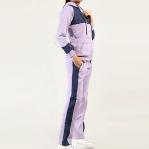 ขายตรงจากโรงงาน ชุดลำลองฤดูหนาวคุณภาพสูงสำหรับผู้หญิง ชุดเซ็ต 2 ชิ้นแบบมีฮู้ด สกรีนโลโก้ได้ ระบายอากาศ แห้งเร็ว สีพื้น - Product Image 2