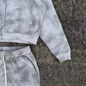 ชุดเซ็ตเสื้อฮู้ดดี้และกางเกงวอร์มผ้าเฟรนช์เทอร์รี่เนื้อหนา ทรงหลวม ไหล่ตก สีพื้นมุก สไตล์วินเทจ สำหรับผู้ชาย - Product Image 3