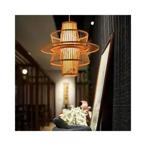 New design Japan style Bamboo Lampshade Wicker Hanging Lamp retro Southeast Asia Vietnam Pendant Light Ceiling Chandelier Light